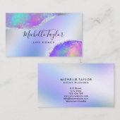 faux holographic iridescent opal stone elegant bus visitekaartje (Voorkant / Achterkant)