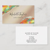 faux holographic iridescent opal stone elegant bus visitekaartje (Voorkant / Achterkant)