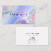 faux holographic iridescent opal stone elegant bus visitekaartje (Voorkant / Achterkant)