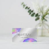 faux holographic iridescent opal stone elegant bus visitekaartje (Staand voorkant)