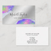 faux holographic iridescent opal stone elegant bus visitekaartje (Voorkant / Achterkant)