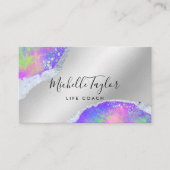 faux holographic iridescent opal stone elegant bus visitekaartje (Voorkant)