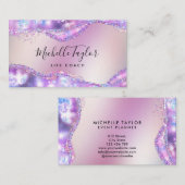 faux holographic iridescent opal stone elegant bus visitekaartje (Voorkant / Achterkant)