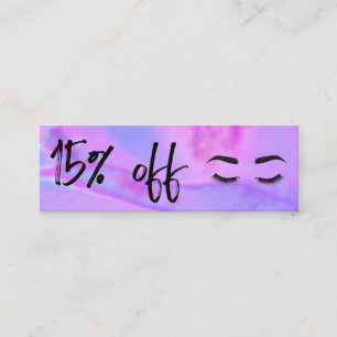 Faux holographic Lashes Brows Discount Card Mini Visitekaartje
