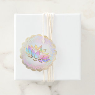 faux holographic lotus logo bedankjes labels