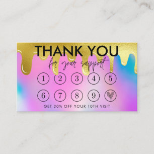 Faux Holographic Makeup Drip Bedankt Loyalty Card Visitekaartje