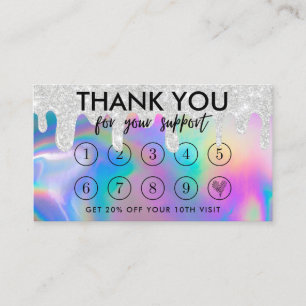 Faux Holographic Makeup Drip Bedankt Loyalty Card Visitekaartje