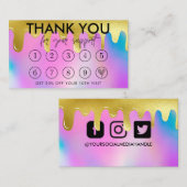 Faux Holographic Makeup Drip Bedankt Loyalty Kaart Visitekaartje (Voorkant / Achterkant)
