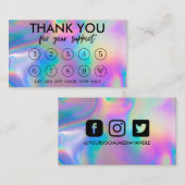 Faux Holographic Makeup Hair Bedankt Loyalty Kaart Visitekaartje (Voorkant / Achterkant)