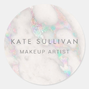 faux holographic marmer design ronde sticker