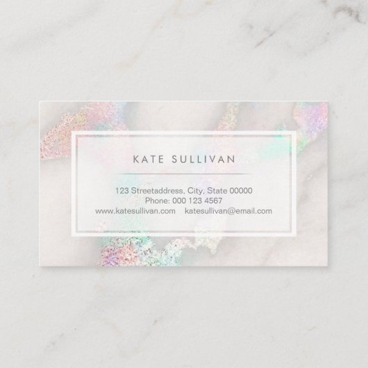 faux holographic marmer design visitekaartje (Achterkant)