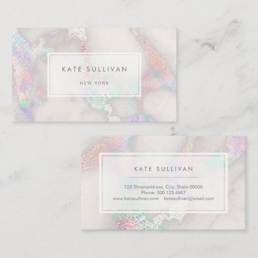 faux holographic marmer design visitekaartje (Voorkant / Achterkant)