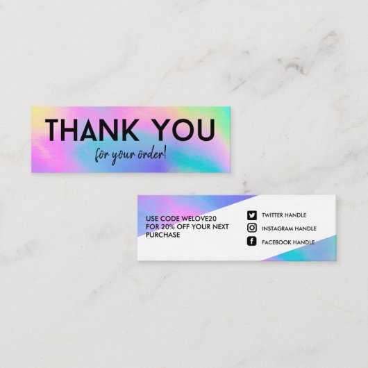 Faux Holographic mini visitekaartje (Voorkant / Achterkant)