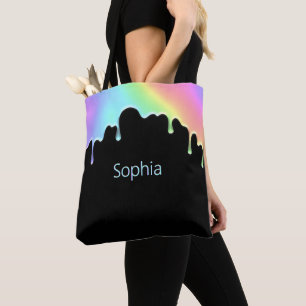 Faux Holographic Modern Colorful Rainbow-druppels Tote Bag