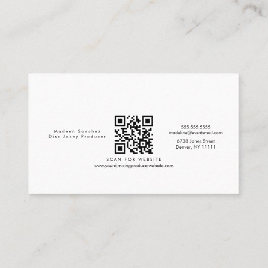 Faux Holographic Music Producer Black Visitekaartje (Achterkant)