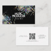 Faux Holographic Music Producer Black Visitekaartje (Voorkant / Achterkant)