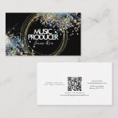Faux Holographic Music Producer Gold Rings Black Visitekaartje (Voorkant / Achterkant)