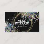 Faux Holographic Music Producer Gold Rings Black Visitekaartje (Voorkant)