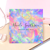 faux holographic pastel opal vierkante visitekaartje