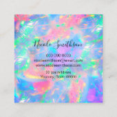 faux holographic pastel opal vierkante visitekaartje (Achterkant)