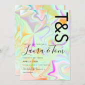 Faux Holographic Pink Bold Script Typografie Kaart (Voorkant / Achterkant)