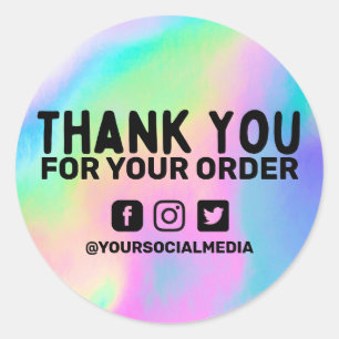Faux Holographic Rainbow Business Hartelijk dank Ronde Sticker
