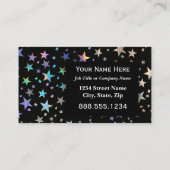 Faux Holographic Rainbow Stars Professional Black Visitekaartje (Achterkant)