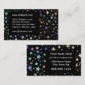 Faux Holographic Rainbow Stars Professional Black Visitekaartje (Voorkant / Achterkant)