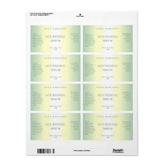 FAUX Holographic Serum Labels (Full Sheet)