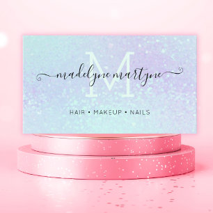 Faux Holographic Signature Script Modern Glam Visitekaartje