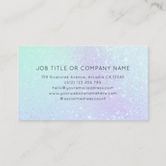 Faux Holographic Signature Script Modern Glam Visitekaartje (Achterkant)