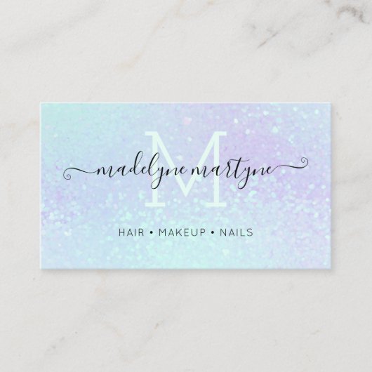 Faux Holographic Signature Script Modern Glam Visitekaartje (Voorkant)
