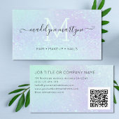 Faux Holographic Signature Script Moderne QR Code Visitekaartje
