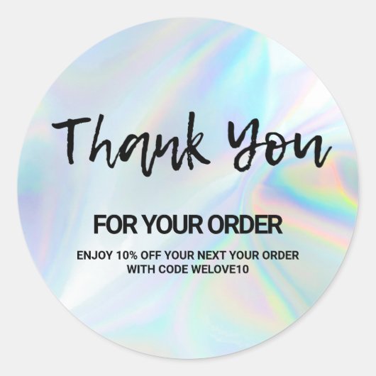 Faux Holographic Small Business Korting Ronde Sticker (Voorkant)