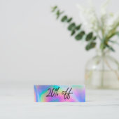Faux Holographic Stripes Discount Kaart Mini Visitekaartje (Staand voorkant)