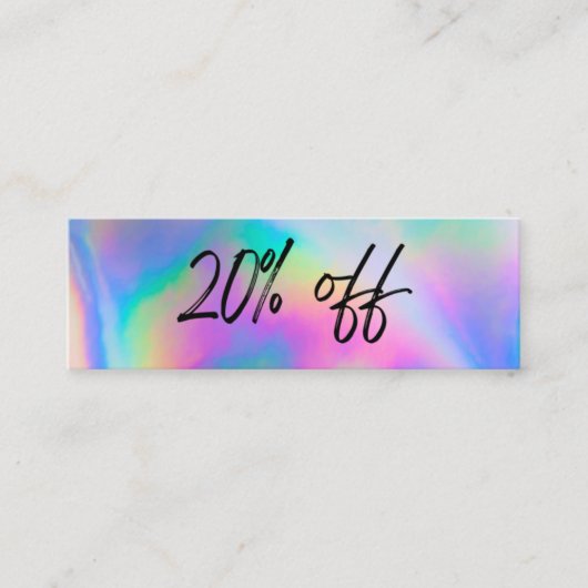 Faux Holographic Stripes Discount Kaart Mini Visitekaartje (Voorkant)