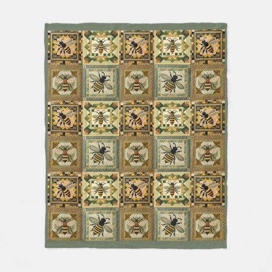 Faux Honeybee Quilt Fleece Deken (Voorkant)