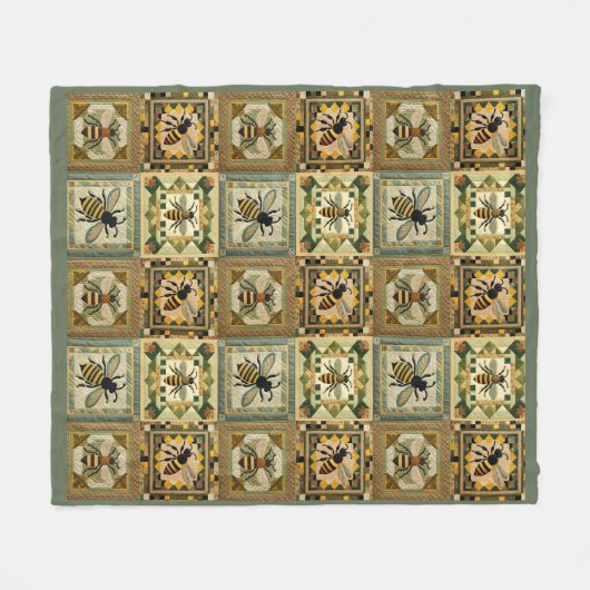 Faux Honeybee Quilt Fleece Deken (Voorkant (Horizontaal))