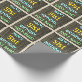 Faux Hood, Tekstuitje, 51st Birthday + Naam Cadeaupapier (Hoek)