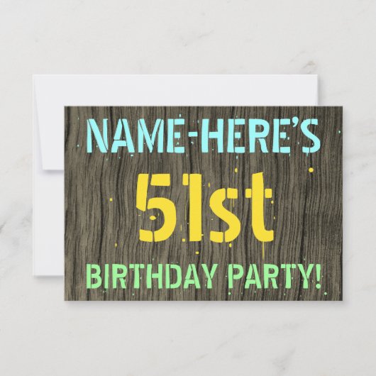 Faux Hood, Tekstuitje, 51st Birthday + Naam Kaart (Voorkant)