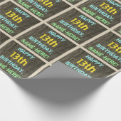 Faux Hood, Tekstverf, 13th Birthday + Naam Cadeaupapier (Hoek)