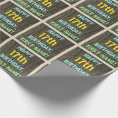 Faux Hood, Tekstverf, 17th Birthday + Naam Cadeaupapier (Hoek)