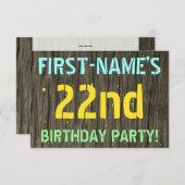 Faux Hood, Tekstverf, 22e verjaardag + Naam Kaart (Voorkant / Achterkant)