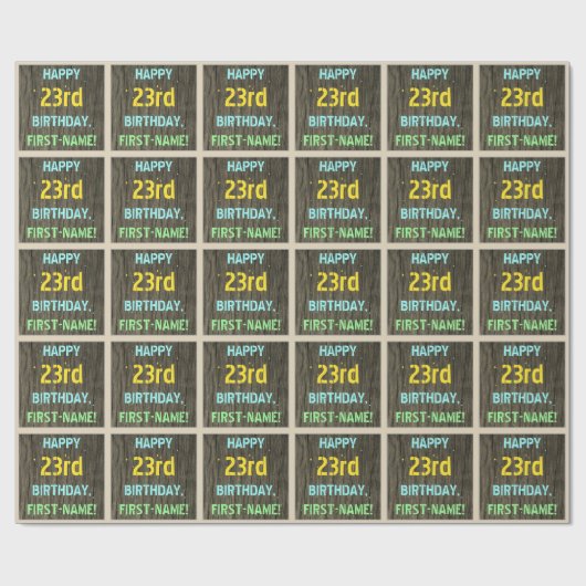 Faux Hood, Tekstverf, 23rd Birthday + Naam Cadeaupapier (Vlak)
