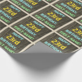 Faux Hood, Tekstverf, 23rd Birthday + Naam Cadeaupapier (Hoek)