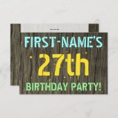 Faux Hood, Tekstverf, 27th Birthday + Naam Kaart (Voorkant / Achterkant)