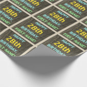 Faux Hood, Tekstverf, 28th Birthday + Naam Cadeaupapier (Hoek)