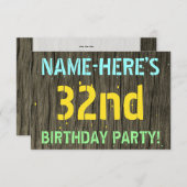 Faux Hood, Tekstverf, 32e verjaardag + Naam Kaart (Voorkant / Achterkant)