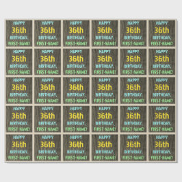 Faux Hood, Tekstverf, 36th Birthday + Naam Cadeaupapier