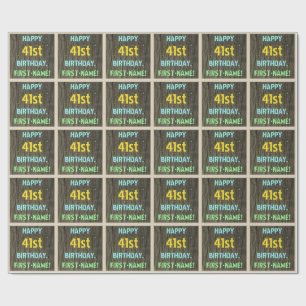 Faux Hood, Tekstverf, 41st Birthday + Naam Cadeaupapier